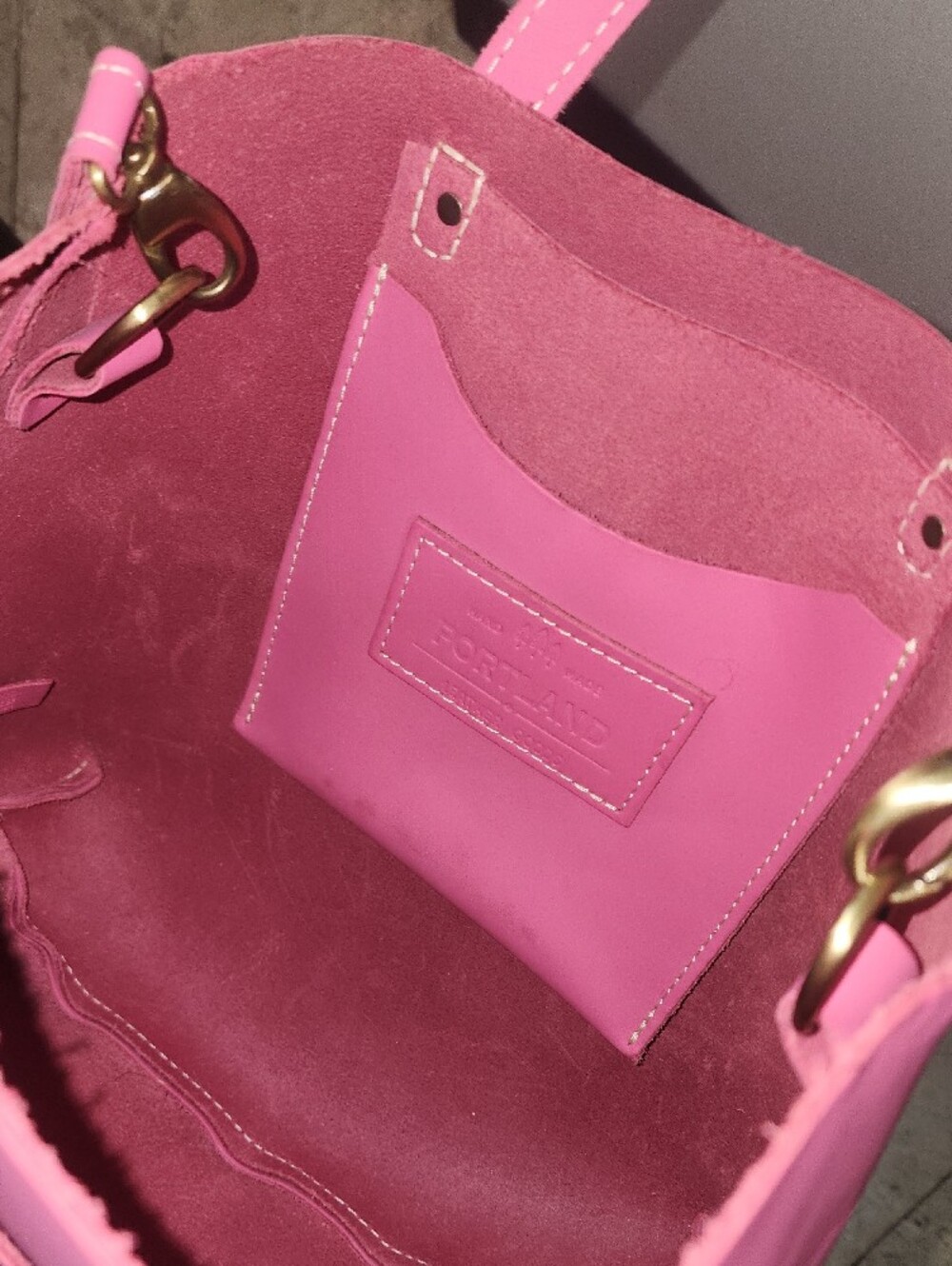 Portland Leather Margot Bubblegum Pink Smooth Leather Tote Crossbody - Picture 12 of 17